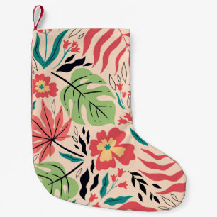 Petite Chaussette De Noël Feuilles tropicaux et fleurs : Fusion Vintage