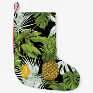 Petite Chaussette De Noël Feuilles tropicaux et fruits sans couture motif
