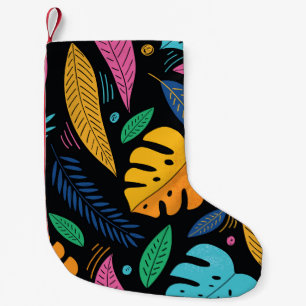 Petite Chaussette De Noël Feuilles tropicaux modernes : arrière - plan sans