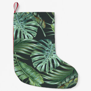 Petite Chaussette De Noël Feuilles tropicaux, monstère, feuille de bananier,
