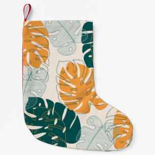 Petite Chaussette De Noël Feuilles tropicaux : Sceau Vintage de la Jungle