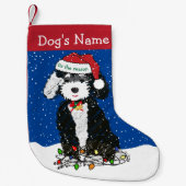 Petite Chaussette De Noël Feux de Noël à carreaux personnalisés Bernedoodle (Devant)