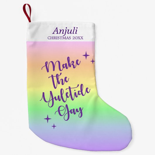 Petite Chaussette De Noël Fierté en pastel de Noël d'arc-en-ciel (Devant)