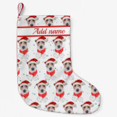 Petite Chaussette De Noël Fil Fox Terrier Chien race Étoiles de Noël (Devant)