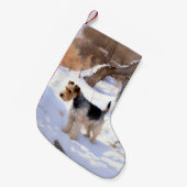 Petite Chaussette De Noël Fil Fox Terrier Laisser neiger Noël (Devant (Accrochage))