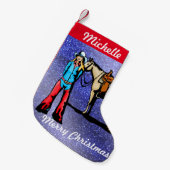 Petite Chaussette De Noël Fille de Noël Occidentale Avec Cheval (Devant (Accrochage))