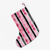 Petite Chaussette De Noël Fille rose blanc rayures noires (Dos (Accrochage))