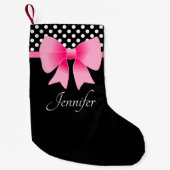 Petite Chaussette De Noël Fille Rose Bow Noir Et Blanc (Devant)