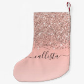 Petite Chaussette De Noël Fille Rose Gold Confetti Pink Gradient Ombre (Dos)