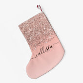Petite Chaussette De Noël Fille Rose Gold Confetti Pink Gradient Ombre (Dos (Accrochage))