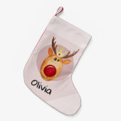 Petite Chaussette De Noël Filles mignonnes Premier Noël Rudolph Reindeer & N (Devant (Accrochage))