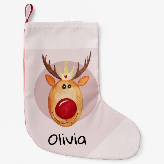 Petite Chaussette De Noël Filles mignonnes Premier Noël Rudolph Reindeer & N (Devant)