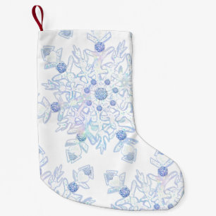 Petite Chaussette De Noël Flacon de neige bleu glace