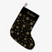 Petite Chaussette De Noël Flacons de neige noires monogrammes (Devant (Accrochage))
