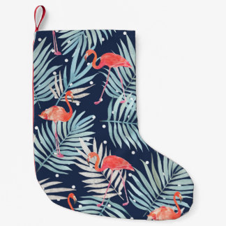 Petite Chaussette De Noël Flamant rose Aquarelle : Pink Tropical Elegance.