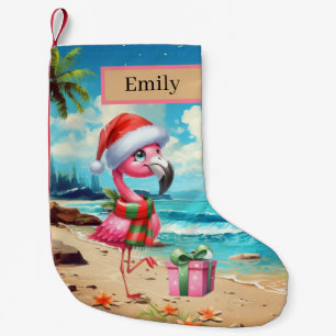 Petite Chaussette De Noël Flamant rose de Noël festif ajouter un nom à la pl