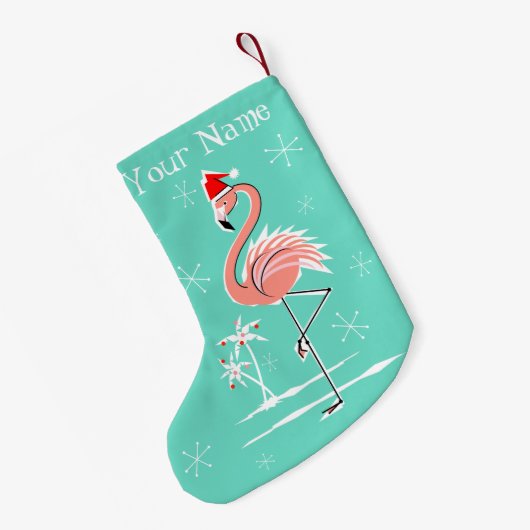 Petite Chaussette De Noël Flamant rose de Noël Nom semis recto verso (Dos (Accrochage))