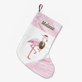 Petite Chaussette De Noël Flamant rose en Santa Hat Custom Christmas Stockin (Devant (Accrochage))