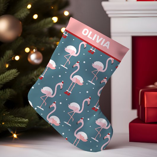 Petite Chaussette De Noël Flamant rose Noël tropical