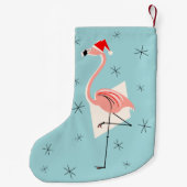 Petite Chaussette De Noël Flamant rose Père Noël Blue stockage (Dos)