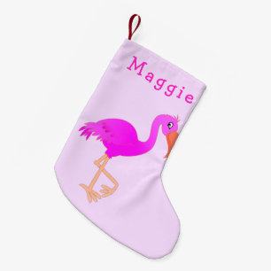 Petite Chaussette De Noël Flamant rose rose Noël Stocker Nom personnalisé