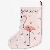 Petite Chaussette De Noël Flamant rose rose Nom stocké (Dos)