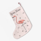 Petite Chaussette De Noël Flamant rose rose Nom stocké (Dos (Accrochage))