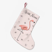 Petite Chaussette De Noël Flamant rose rose Nom stocké (Devant (Accrochage))