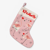 Petite Chaussette De Noël Flamant rose Santas Pink Nom stocké (Devant (Accrochage))