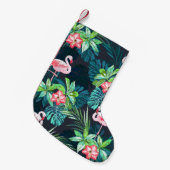 Petite Chaussette De Noël Flamant rose tropical : Fleurs d'été Motif (Devant (Accrochage))