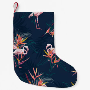 Petite Chaussette De Noël Flamant rose tropical Hawaii avec l'oiseau du Para