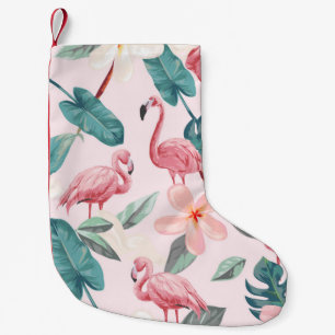 Petite Chaussette De Noël flamants et fleurs tropicales sans soudure illustr