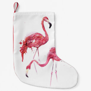 Petite Chaussette De Noël Flamants roses aquarelle, Design élégant.