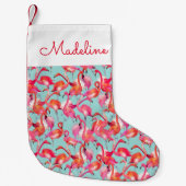 Petite Chaussette De Noël Flamants roses aquarelles rassemblés| Ajouter votr (Devant)