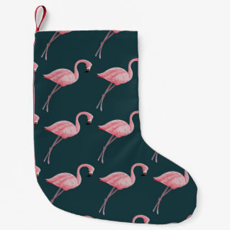 Petite Chaussette De Noël Flamants roses sur motif bleu vintage sans soudure