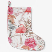 Petite Chaussette De Noël Flamingo rose, motif d'aquarelle de pivoine. (Devant)