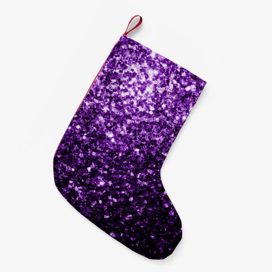 Petite Chaussette De Noël Flamme de parties scintillant foncé violet brillan (Devant (Accrochage))