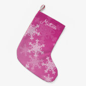 Petite Chaussette De Noël Flammes de neige blanches roses Nom de Noël minima (Devant (Accrochage))