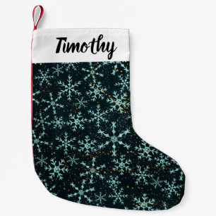 Petite Chaussette De Noël Flammes de neige mousseuses Bleu blanc dans le cie