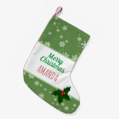 Petite Chaussette De Noël Flammes de neige vertes à boisier Holly (Devant (Accrochage))