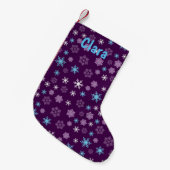 Petite Chaussette De Noël Flammes de neige violettes, bleues et blanches (Devant (Accrochage))