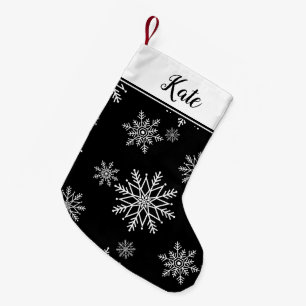 Petite Chaussette De Noël Flèche de neige noire et blanche