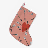 Petite Chaussette De Noël Flèches de coeur faites main. (Devant (Accrochage))
