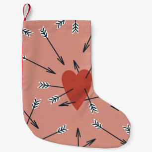 Petite Chaussette De Noël Flèches de coeur faites main.