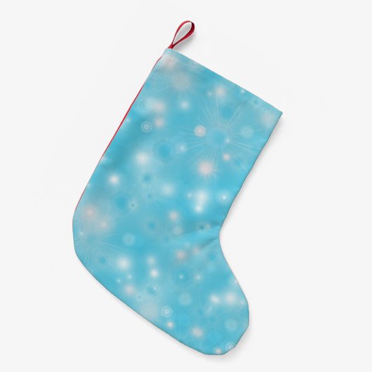 Petite Chaussette De Noël Fléchettes de neige blanches simples sur Blue Cute (Devant (Accrochage))