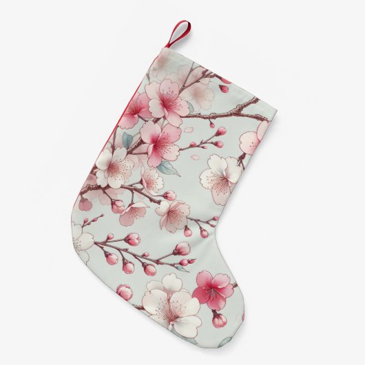Petite Chaussette De Noël Fleur de Cerisier (Devant (Accrochage))