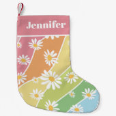 Petite Chaussette De Noël Fleur de marguerite rétro Pastel Stripes Monogramm (Devant)