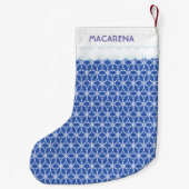 Petite Chaussette De Noël Fleur de vie Motif sur bleu clair (Dos)