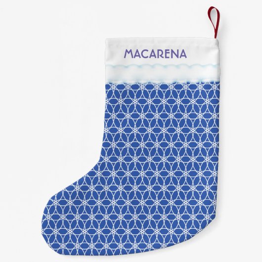 Petite Chaussette De Noël Fleur de vie Motif sur bleu clair (Dos)