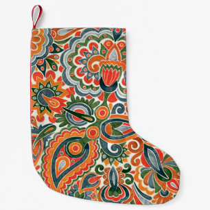 Petite Chaussette De Noël Fleur Ethnique Ukrainienne, Marque Dessinée À La M